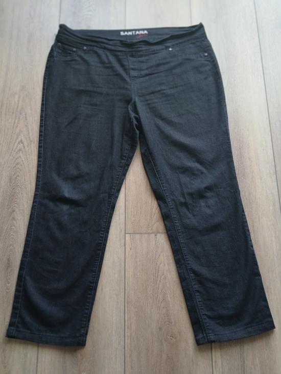 Santana Jeans Denim - Santana Jeans Pull-On Black Denim Pants Size 16x32L Stretch Straight Leg